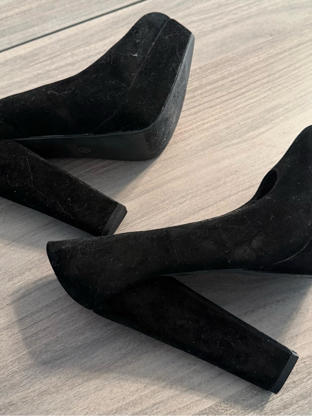 Glaze Black Suede Round-Toe High Heels - Picture 3 of 6